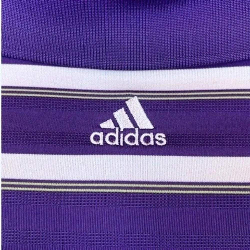 Adidas‎ Climalite Mens Periwinkle/White Striped Golf Polo Spanish Wells Large